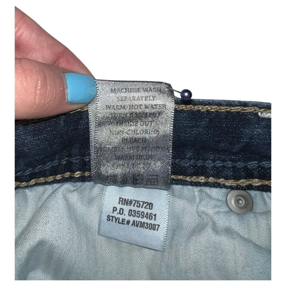 BKE Buckle Jeans Mens 33 Short Ryan Straight Embroidered Wiskering AVM3007 Blue